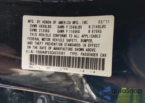 2012 Acura Tl 3.5 z USA, uszkodzony, nr VIN 19UUA8F55CA000561